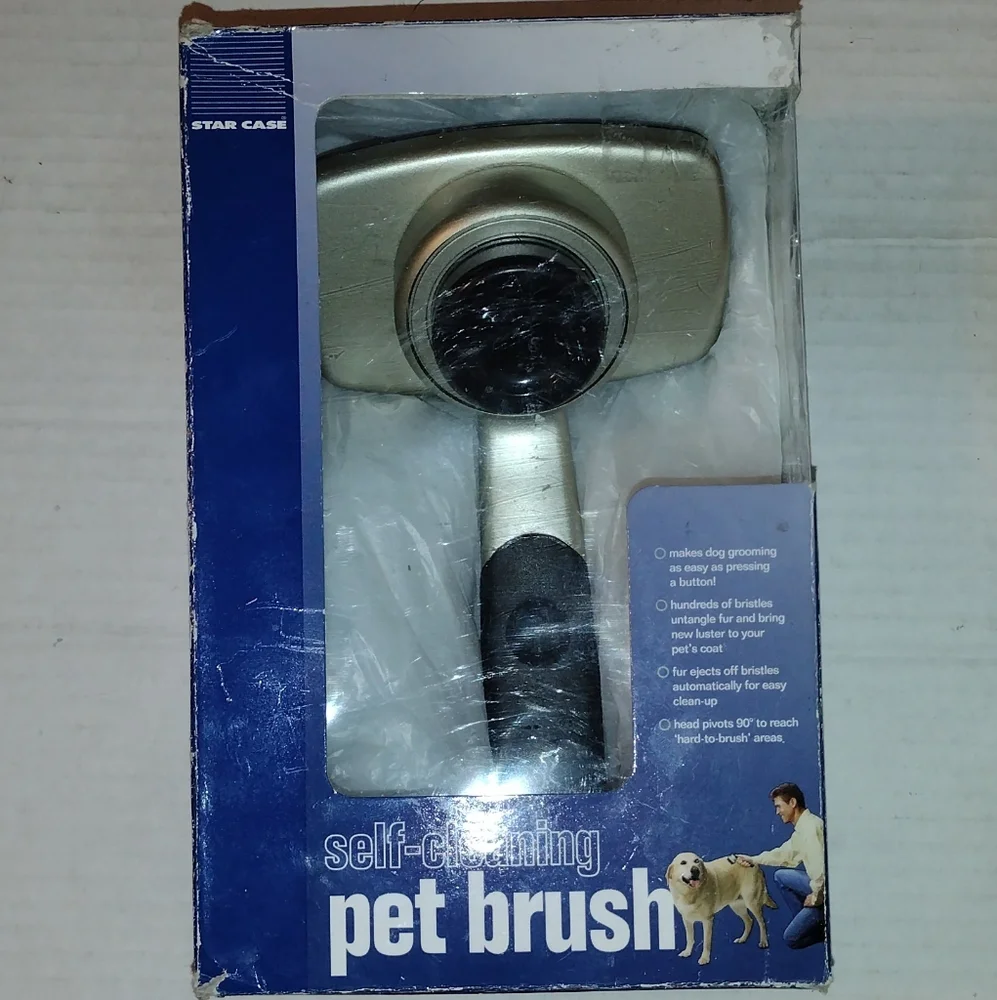 Star Case Self Cleaning Pet Dog Cat Brush Animal Well Made Sturdy HTF